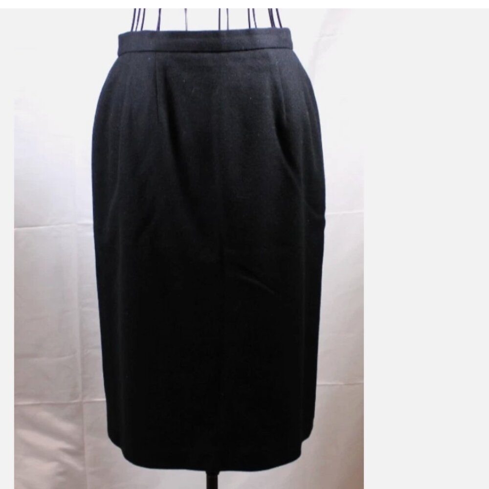 Black Wool Skirt Worthington Vintage 80's Petite 8 XS Back Zip Fully Lined